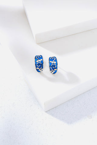 Nipura 925 Sterling Silver Butterfly Blue Enamel Bali Earrings