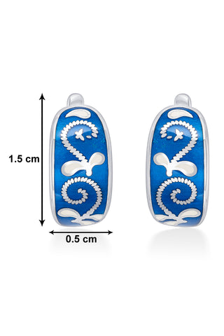 Nipura 925 Sterling Silver Butterfly Blue Enamel Bali Earrings