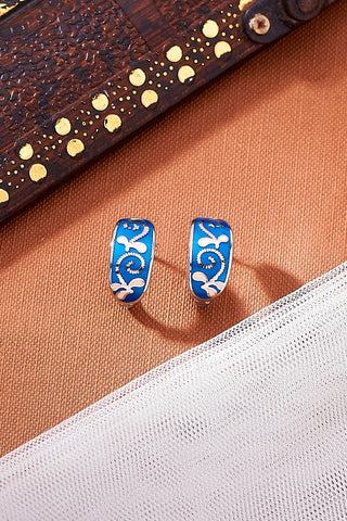 Nipura 925 Sterling Silver Butterfly Blue Enamel Bali Earrings