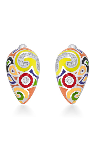 Nipura 925 Sterling Silver Hypnotic Enamel Bali Earrings