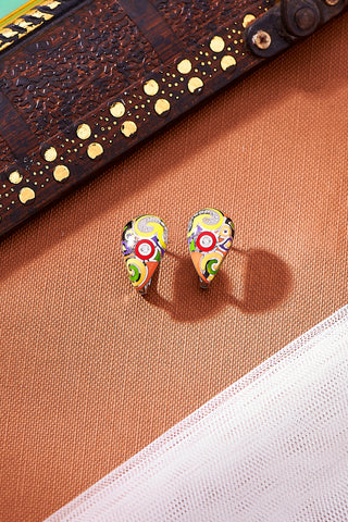 Nipura 925 Sterling Silver Hypnotic Enamel Bali Earrings