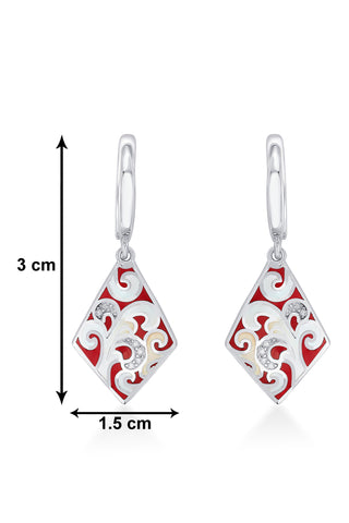 Nipura 925 Sterling Silver Mystic Red Enamel Bali Earrings