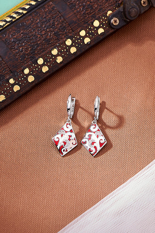 Nipura 925 Sterling Silver Mystic Red Enamel Bali Earrings