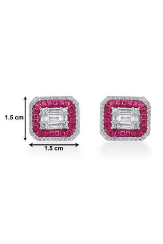 Nipura 925 Sterling Silver Pink Casper Zircon Baguette Earrings