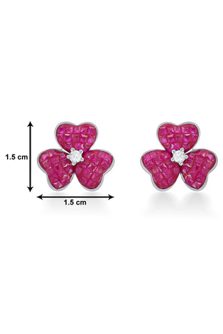 Nipura 925 Sterling Silver Pink Clover Zircon Earrings