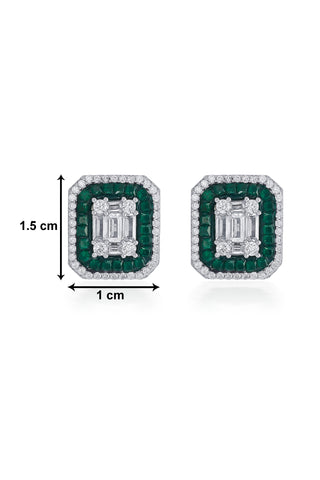 Nipura 925 Silver Green Casper Zircon  Earrings| Sterling silver | Invisible set jewelry|Baguette| 925 silver gemstone studs for women |Fashionable modern earrings |