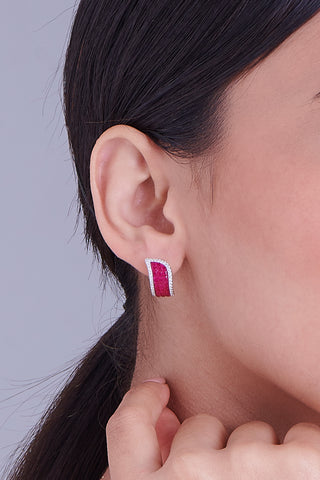 Nipura 925 Sterling Silver Pink Marzia Zircon Earrings