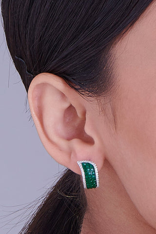 Nipura 925 Sterling Sterling Silver Green Marzia Zircon Earrings