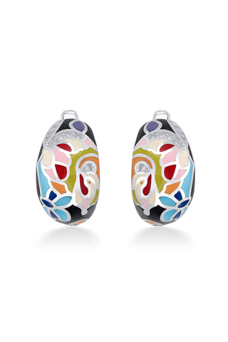 Nipura 925 Sterling Silver Garden of Bloom Enamel Bali Earrings