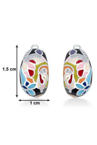 Nipura 925 Sterling Silver Garden of Bloom Enamel Bali Earrings