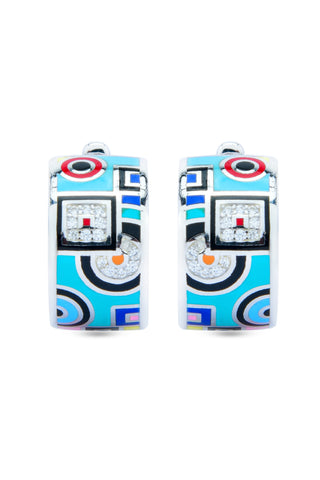 Nipura 925 Sterling Silver Infinity Puzzle Enamel Bali Earrings