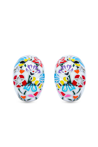 Nipura 925 Sterling Silver Bloom of Dawn Enamel Bali Earrings