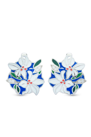 Nipura 925 Sterling Silver Casablanca Enamel Bali Earrings