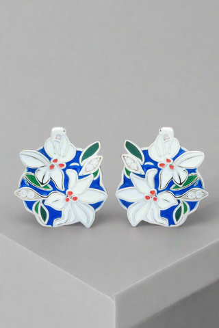 Nipura 925 Sterling Silver Casablanca Enamel Bali Earrings