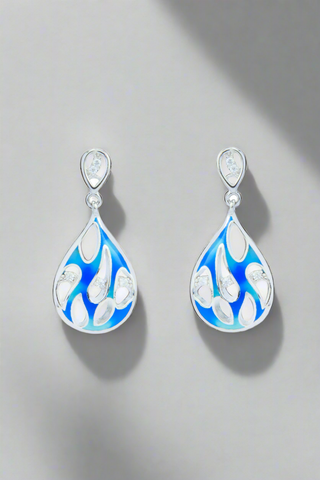 Nipura 925 Sterling Silver Ocean Bed Enamel Bali Earrings