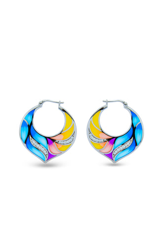 Nipura 925 Sterling Silver Hawaiian Waves Enamel Bali Earrings