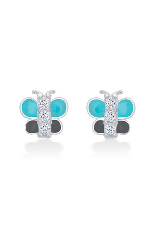 Nipura 925 Sterling Silver Blue-grey Butterfly Dreams Stud Earrings