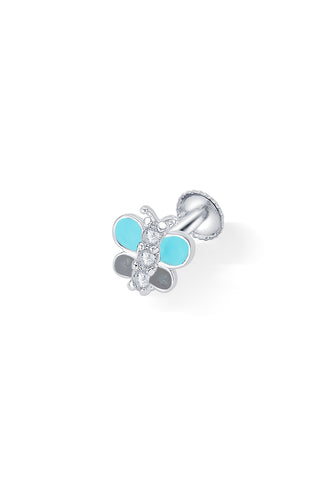 Nipura 925 Sterling Silver Blue-grey Butterfly Dreams Stud Earrings