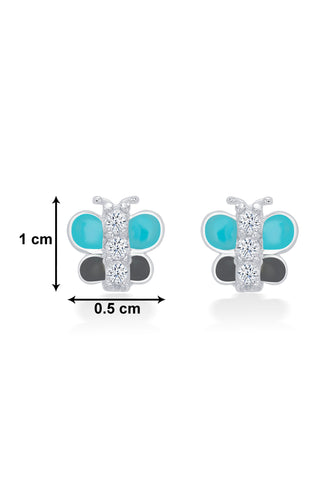 Nipura 925 Sterling Silver Blue-grey Butterfly Dreams Stud Earrings