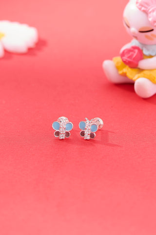 Nipura 925 Sterling Silver Blue-grey Butterfly Dreams Studs for Kids