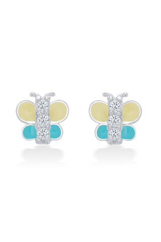 Nipura 925 Sterling Silver Yellow-blue Butterfly Dreams Stud Earrings