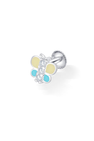 Nipura 925 Sterling Silver Yellow-blue Butterfly Dreams Studs for Kids