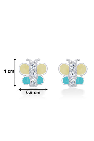 Nipura 925 Sterling Silver Yellow-blue Butterfly Dreams Studs for Kids