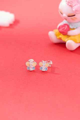 Nipura 925 Sterling Silver Yellow-blue Butterfly Dreams Stud Earrings