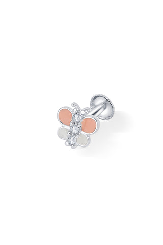 Nipura 925 Sterling Silver Pink-white Butterfly Dreams Stud Earrings