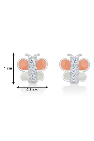 Nipura 925 Sterling Silver Pink-white Butterfly Dreams Studs for Kids