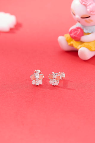 Nipura 925 Sterling Silver Pink-white Butterfly Dreams Studs for Kids