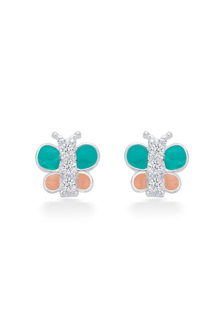 Nipura 925 Sterling Silver Blue-pink Butterfly Dreams Studs for Kids