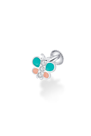 Nipura 925 Sterling Silver Blue-pink Butterfly Dreams Studs for Kids