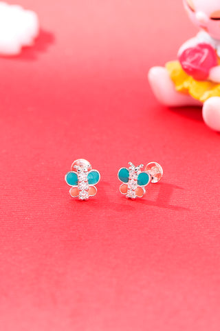 Nipura 925 Sterling Silver Blue-pink Butterfly Dreams Studs for Kids