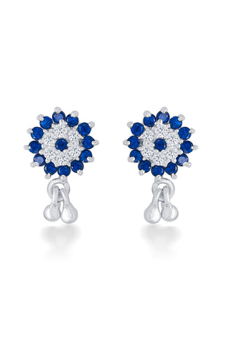 Nipura 925 Sterling Silver Blue Fairy Flower Studs for Kids