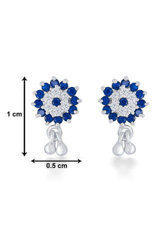 Nipura 925 Sterling Silver Blue Fairy Flower Studs for Kids