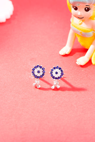 Nipura 925 Sterling Silver Blue Fairy Flower Earring