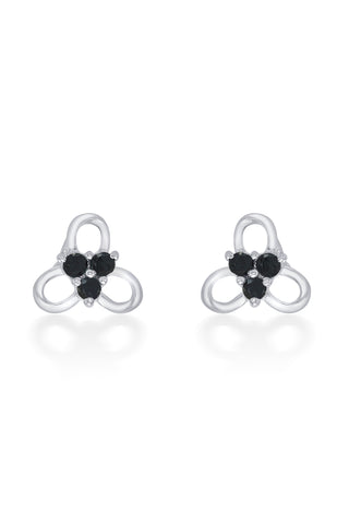 Nipura 925 Sterling Silver Black Trinity Blossom Studs for Kids