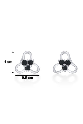 Nipura 925 Sterling Silver Black Trinity Blossom Stud Earrings