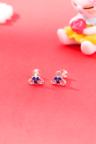 Nipura 925 Sterling Silver Blue Trinity Blossom Studs for Kids