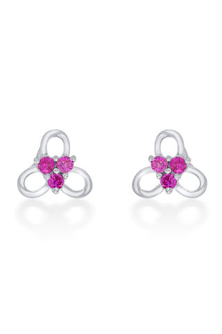 Nipura 925 Sterling Silver Pink Trinity Blossom Stud Earrings