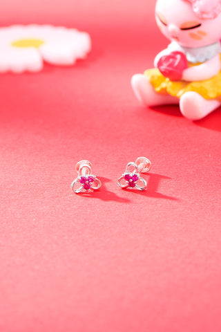 Nipura 925 Sterling Silver Pink Trinity Blossom Studs for Kids