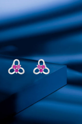 Nipura 925 Sterling Silver Pink Trinity Blossom Studs for Kids