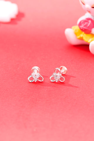 Nipura 925 Sterling Silver Zircon Trinity Blossom Stud Earrings