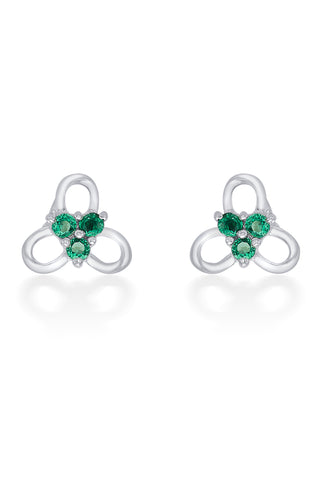 Nipura 925 Sterling Silver Green Trinity Blossom Studs for Kids