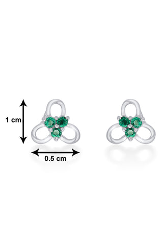 Nipura 925 Sterling Silver Green Trinity Blossom Stud Earrings