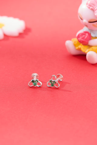 Nipura 925 Sterling Silver Green Trinity Blossom Studs for Kids