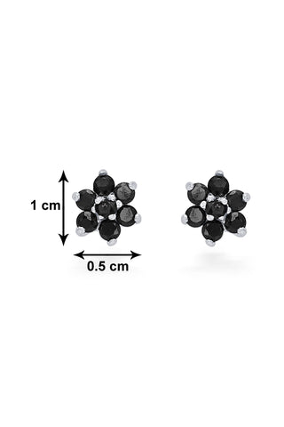 Nipura 925 Sterling Silver Black Twinkle Star Studs for Kids