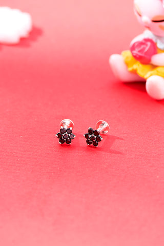 Nipura 925 Sterling Silver Black Twinkle Star Studs for Kids