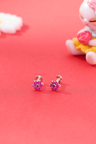 Nipura 925 Sterling Silver Pink Twinkle Star Stud Earrings